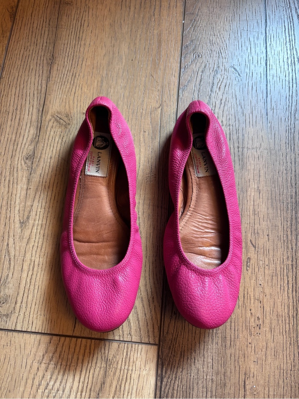 Lanvin Pink Leather Round-Toe Ballet Flats